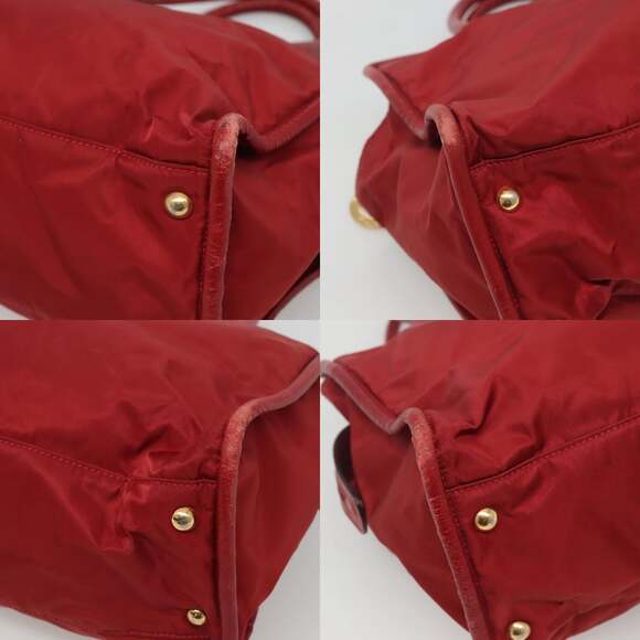 CELINE Hand Bag Nylon Red Gold - Picture 10 of 12